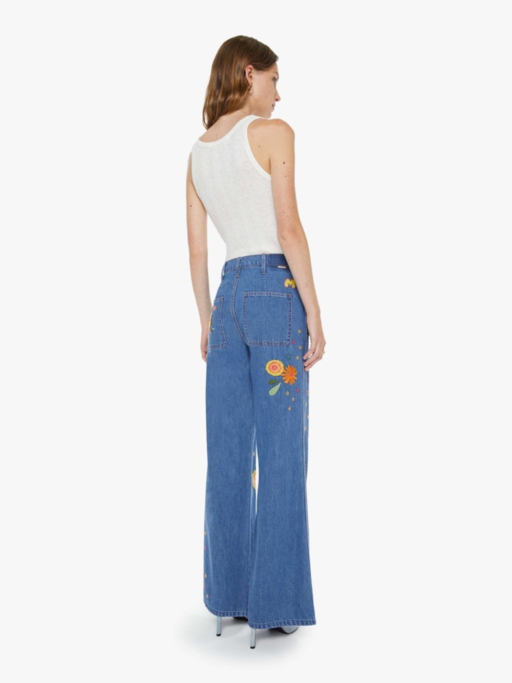 MOTHER The Heyday Hustler Roller Wide Leg in Hodgepodge Floral Embroidery - Picture 3 of 16